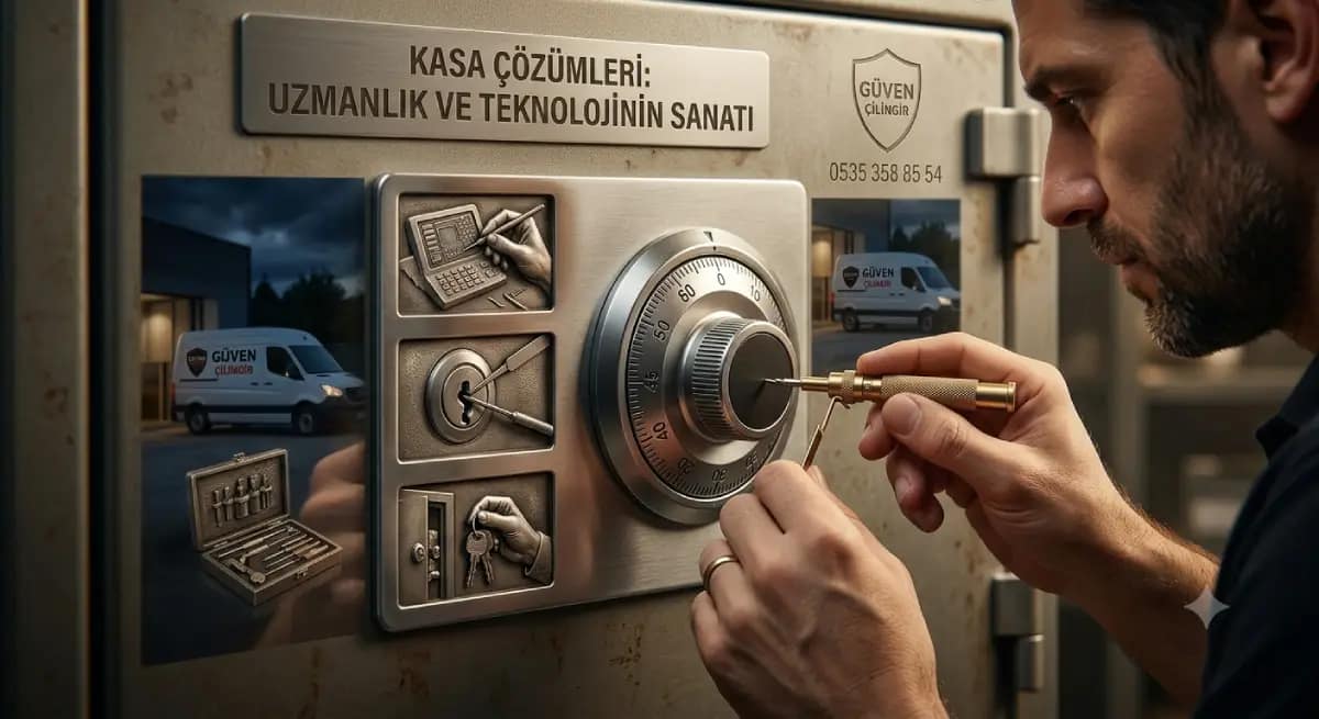 Sakarya Kasa Çilingir Mobil Ekip Mobil kasa çilingir ekibinin Sakarya merkezde zırhlı çelik kasa önünde çalışması